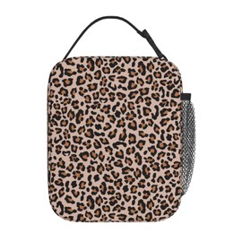 Gianlaima Cool Leopard Beige Cheetah Print Insulated Lunch Box For Women And Man, Portable Lunch Bags Reusable Cooler Tote For Office Work Travel Picnic Camping Beach