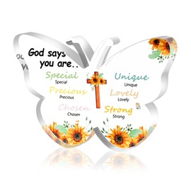 QINJIEJIE Christian Gifts Religious Gifts for Women Men, Inspirational Gifts for Women, Butterfly Gifts Keepsake Paperweights for Desk Room Christian Decor Gifts for Christmas