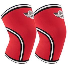 7mm Neoprene Knee Brace for Men Women, Weightlifting Knee Sleeves for Men Women Knee Compression Sleeves, Thick Compression Brace for Weightlifting Powerlifting Squatting and Cross Fit Training, Rodilleras Para Gym (Red, X-Large)