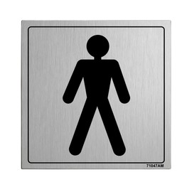 V Safety General Door-Gents Toilet Sign - 150mm x 150mm - 3mm Brushed Alu Comp