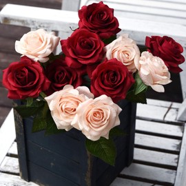 FiveSeasonStuff Real Touch Roses Artificial Flower 12 Stems Silk Roses ‘Petals Feel and Look like Fresh Roses' Bouquet of Flowers Floral Arrangements (#24 Pretty Charming Mix)