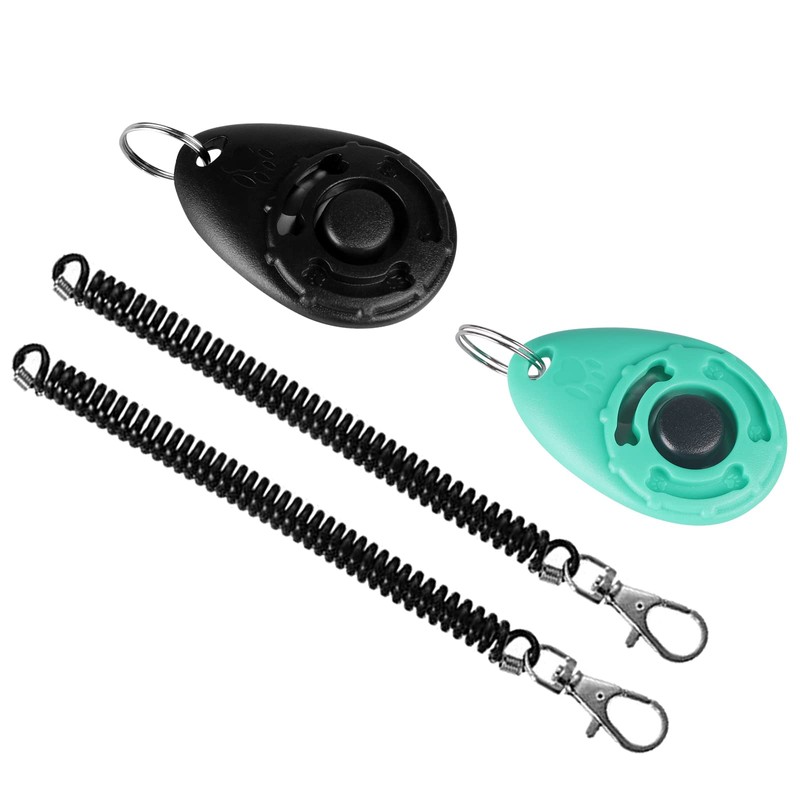 Diyife Dog Clicker, [2 PCS,Black&Green] Pet Training Clicker with Wrist