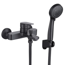 HONYI Bathtub Faucet with Sprayer, Tub Spout with Diverter Bathroom Wall Mount Tub Filler Faucet with 3 Modes Handheld Shower, Anti-Rust Stainless Steel Material with Solid Brass Valve Matte Black