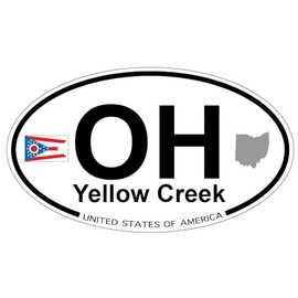 US Decal, Inc. Yellow Creek, Ohio Oval Sticker with State Flag