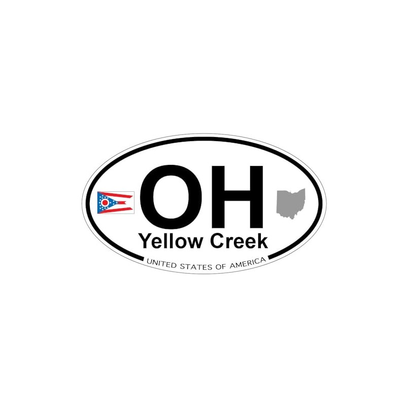 US Decal, Inc. Yellow Creek, Ohio Oval Sticker with State