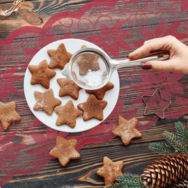 FAVOMOTO Christmas Table Runner Lace Poinsettia Flower Table Flag Christmas Dresser Mantel Scarves Holiday Table Cloth for Xmas Party Decoration