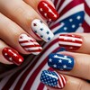 Tyuimhx 4th of July Press on Nails Medium Square Fake