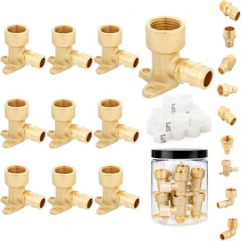 PEX A Expansion Brass Fittings, 1/2"x 1/2" Female NPT Drop-ear Elbow for Pex-a Tubing(ASTM F1960)-10P