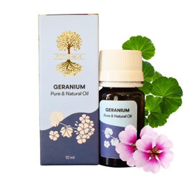 Roots & Above Pure Geranium Essential Oil 0.33 Oz - Cold-Pressed Lightweight Natural Oils for Face, Skin, Hair, Nails, Massage, Self-Care, Soap & Candle Making and DIY Uses