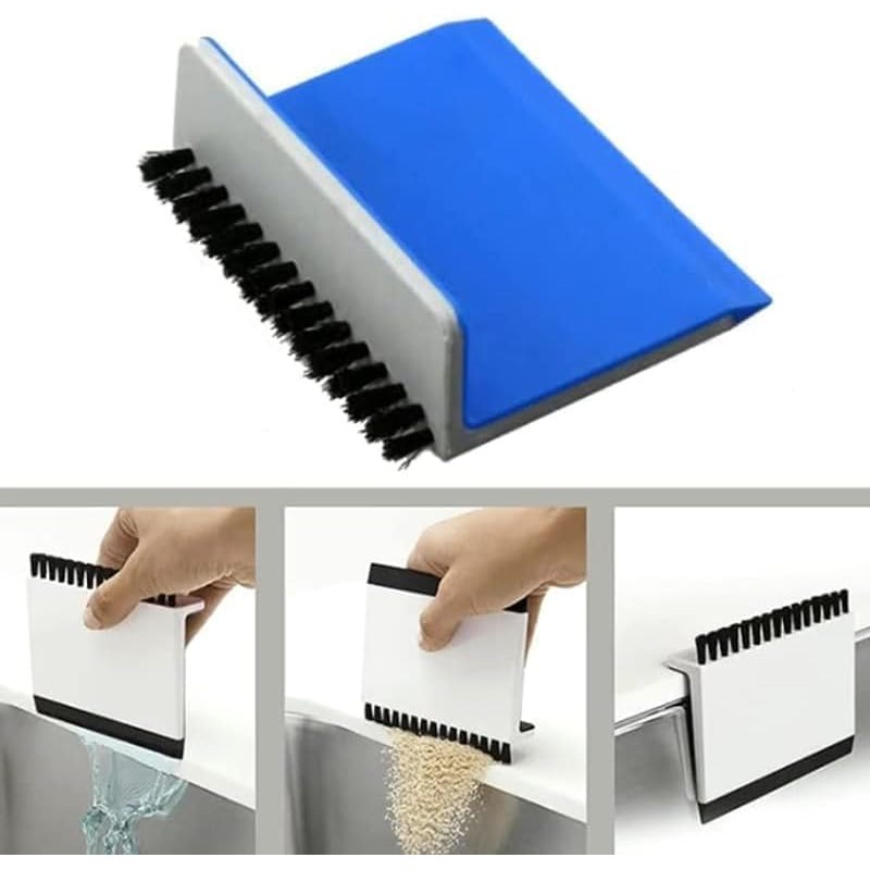 Black Kitchen Sink Squeegee Cleaner Countertop Brush Wiper Vegetable Cleaning