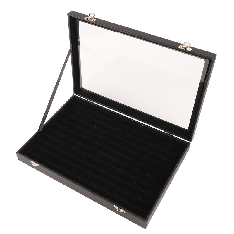 Ring Display Case Organizer with Transparent Lid 100 Slot Jewelry
