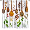 DDCBNS Spice Kitchen Curtains Rustic Herbs Spices Wooden Spoons Polyester
