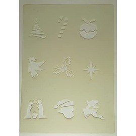 Christmas face paint stencils sheet set candy cane reindeer angel tree santa