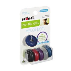 Scunci 3830403a048 No-Slip Grip Elastics Super Bandz Assorted Colors 6 Count
