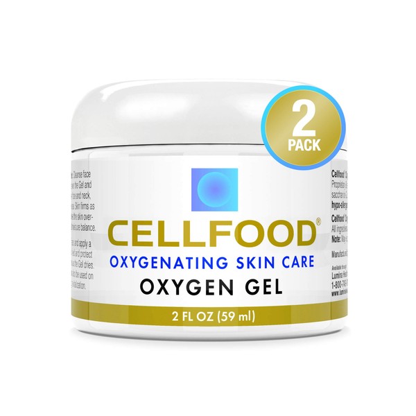 Cellfood Oxygen Gel - 2 oz, 2 Pack - Nutrient Rich - Provides Moisture & Protection, Decreases Look of Fine Lines - Aloe Vera, Lavender Blossom Extract, Cellfood & Glycerine - Hypoallergenic, Non-GMO