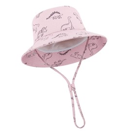 TOMEEK Baby Sun Hat Unisex Children's Summer Hat UV Protection Fishing Hat with Adjustable Drawstring Boys Girls Beach Hat, pink