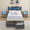 Full Size Bed Frame with Storage Headboard Led Lights Charging
