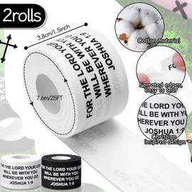 Geiserailie 2 Pcs Christian Wrist Tape Bible Verse Athletic Tape 1.5in x 25ft Football Wrist Tape for Men Women Jesus Bible Verse Cotton Sports Tape for Baseball Gymnastics Athlete Injury