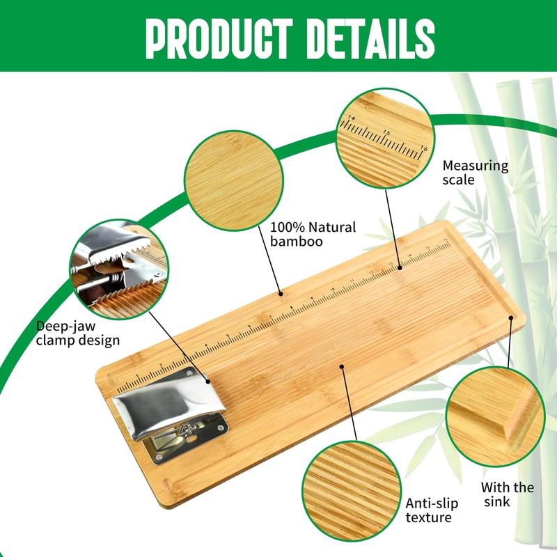 18" Bamboo Fish Cleaning Board Kit Anti-slip Fish Cutting Board