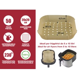 BEPER C103ACC003 Baking Paper for Hot Air Fryer, Set of 50, 20 x 20 cm, Square Baking Paper, Non-Stick and Biodegradable