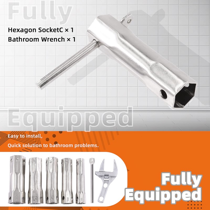 Tanstic 7Pcs Shower Valve Socket Wrench Set, 5 Sizes Dual-Ended
