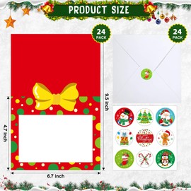 Capoda 24 Sets Christmas Photo Frame Greetings Cards with Envelopes Fits 4 x 6 Photo Insert Present Box Style Christmas Photo Frame Greeting Cards for Christmas Tree Xmas Party Decorations Favors