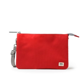ROKA Carnaby XL Slim Crossbody Bags for Women & Men - 3 Compartments, Chunky Zip, Removable & Adjustable Strap for Phone, Wallet, Keys - Mars Red