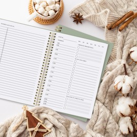 BIROYAL A5 Diary without Date - Spiralbound Daily Planner with Timetable, Notes & Planning for Efficient Task Management, Ideal for School & Office, To-Do List Notebook (Green)