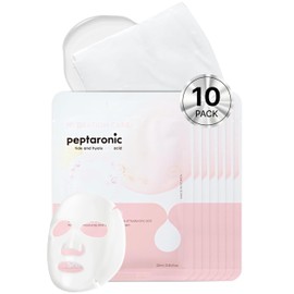SNP Prep Peptaronic Ampoule Sheet Mask – Korean Facial Mask with 6 Peptides, 5 Types of Hyaluronic Acid, and Marine Complex for Deep Hydration, Skin Firming, 10 Sheets