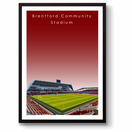 GroundDesigns BRENTFORD FC Football Gift GTECH COMMUNITY STADIUM Art Unframed A3 Print BFC