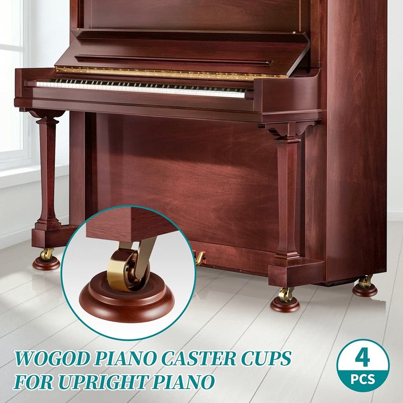 Piano Caster Cups & Pads for Hardwood Floors - Upright