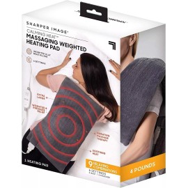 Sharper Image Weighted Heating Pad 9 Massaging Calming Heat Vibration 4lb 12x24 SHARPER IMAGE