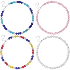 MOZAKA 4 PCS Baseball Ice Necklace - Baseball Beaded Necklace - Bling Baseball Necklace - Athlete Inspired Rhinestone Necklace Accessories Gift for Men