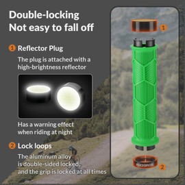 ROCKBROS Bicycle Handlebar Grips Rubber Handlebar Grips Bike Non-slip Ergonomic Bicycle Grips Reflective Aluminium Lock-on Design Grips for 22.2mm
