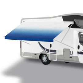 DNYKER 14' RV Awning Fabric Replacement, Heavy Duty 16.2oz Weatherproof Vinyl RV Awning Fabric, Universal Outdoor Canopy for Camper, Trailer and Motorhome, Blue Gradient