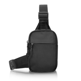 AdiStylinno Men's Shoulder Bag, Anti-Theft Waterproof Sling Chest Crossbody Bag with Zip and Adjustable Shoulder Bag, Lightweight Chest Bag for Running, Cycling, black, L