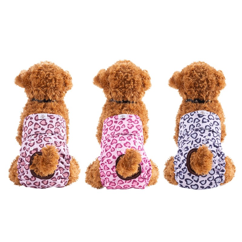 CuteBone Dog Nappies for Female Dogs, Pack of 3, Heart,