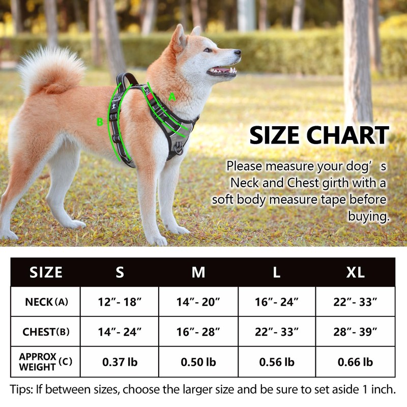 PoyPet No Pull Dog Harness with Neck Release Buckle, Reflective