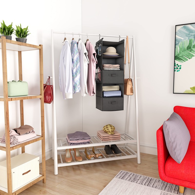 MAX Houser 5 Tier Shelf Hanging Closet Organizer, Cloth Hanging