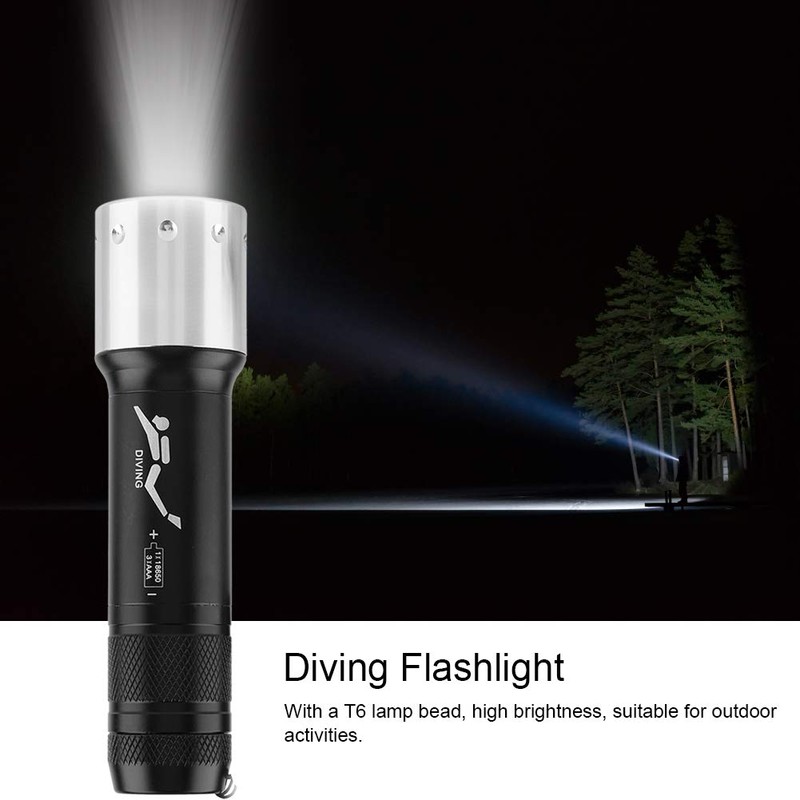 eecoo LED Dive Torch, T6 6000LM Waterproof Flashlight, 100M Underwater