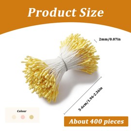 EUYKQNOI 420 Stück pfeifenreiniger gelb Künstliche Blumen-Staubblätter, Pfeifenreiniger Blumen Staubblatt Gelb pfeifenreiniger zum basteln blumen mit Zwei Perlen Köpfen 2mm, Blütenstempel zum Basteln