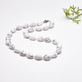 TreasureBay Womens Handmade Natural Gemstone Beaded Necklace - Beads Necklace for Women Ladies and Girls (White Turquoise)