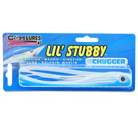 C&H Lures Lil Stubby Chugger Lure, Blue/White, 5.5 in