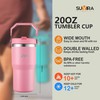 SUVIRA Vacuum Insulated Stainless Steel Tumbler with Handle,Straw&Flip Lid,BPA-Free,Leak Free