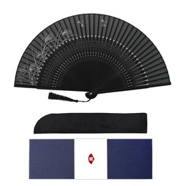 GOKEI Silk Fan, Silk Fan, Men's, High Quality, Silk Fan, Made of Bamboo, Summer Fan, Gift Box Included, Mother's Day, Father's Day, Pure Silk, Japanese Accessories, Summer Festivals, Fireworks