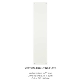 Vertical Mounting Plate for 7-Inch LED Lighted Address Numbers – Stainless Steel Backplate for LumaNumbers, Conceals Wiring, Durable Off-White Finish (for 5 Numbers)