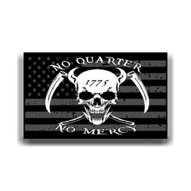 No Quarter, No Mercy, Blackbeard Pirate Edward Teach Vinyl Sticker Decal (3"x5" Two Pack)