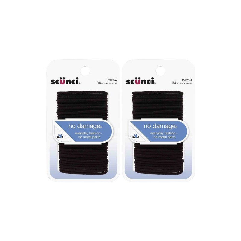 Scunci Elastic Hair Bands, Black, 34 ct, Small, 2 pk
