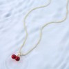 Yienate Red Crystal Cherry Necklaces Choker Cute Creative Ruby Cherry