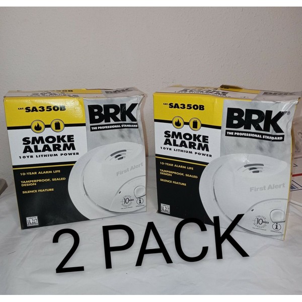 2 First Alert® BRK® Hardwired Smoke Alarm w/ 9v Battery Backup SA350B New